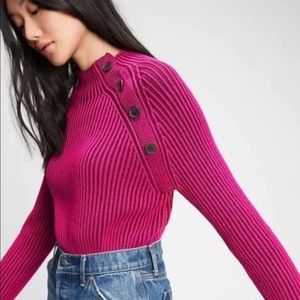 Bright Beet Colored Gap Mockneck Ribbed Chuky Sweater - L